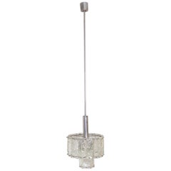 Italian Midcentury Pendant in Nickel-Plated and Glass,