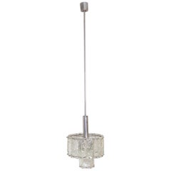 Italian Midcentury Pendant in Nickel-Plated and Glass, 