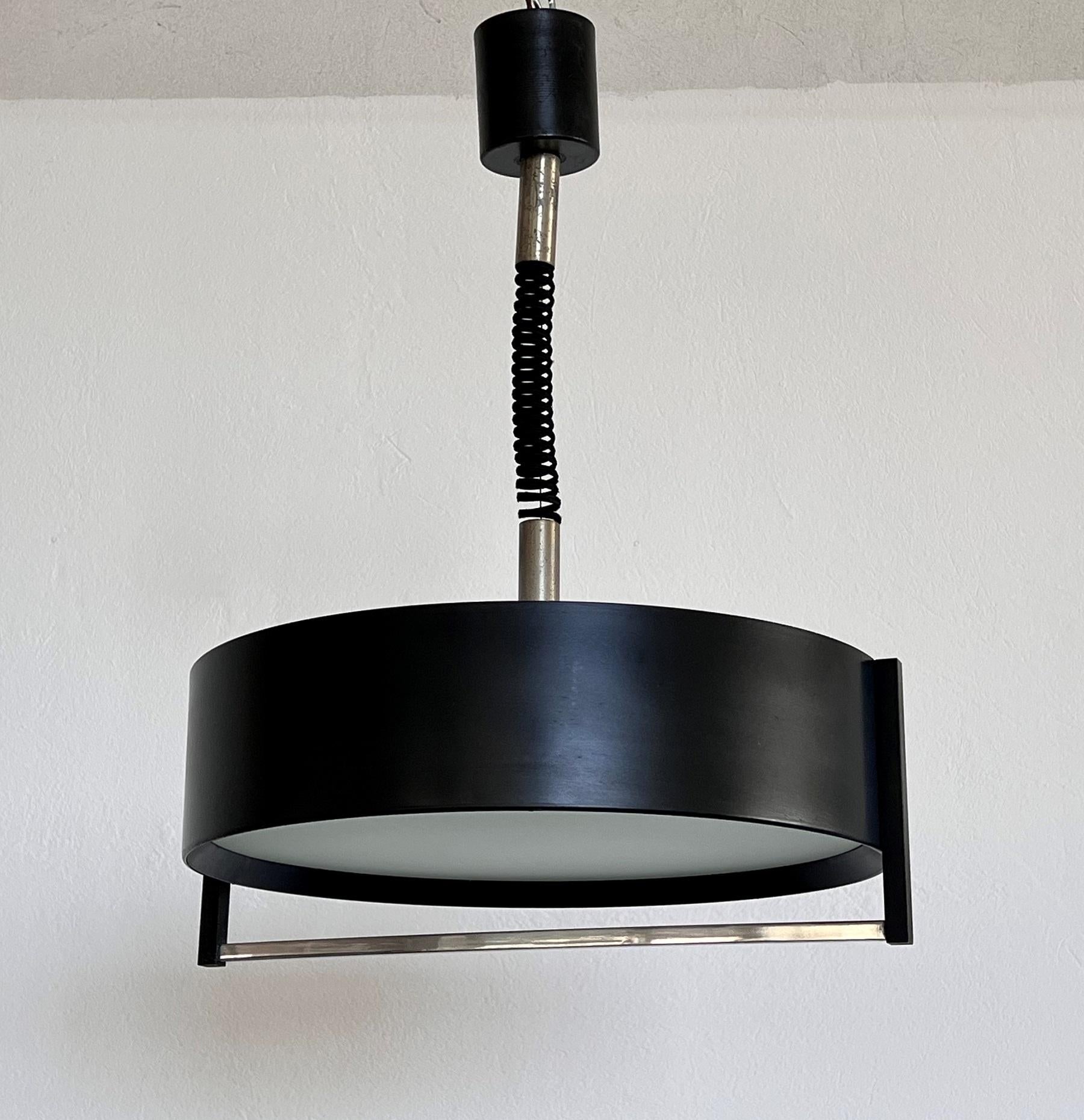 Italian Stilnovo Pendant Lamp in Metal and Glass, 1960s For Sale 5