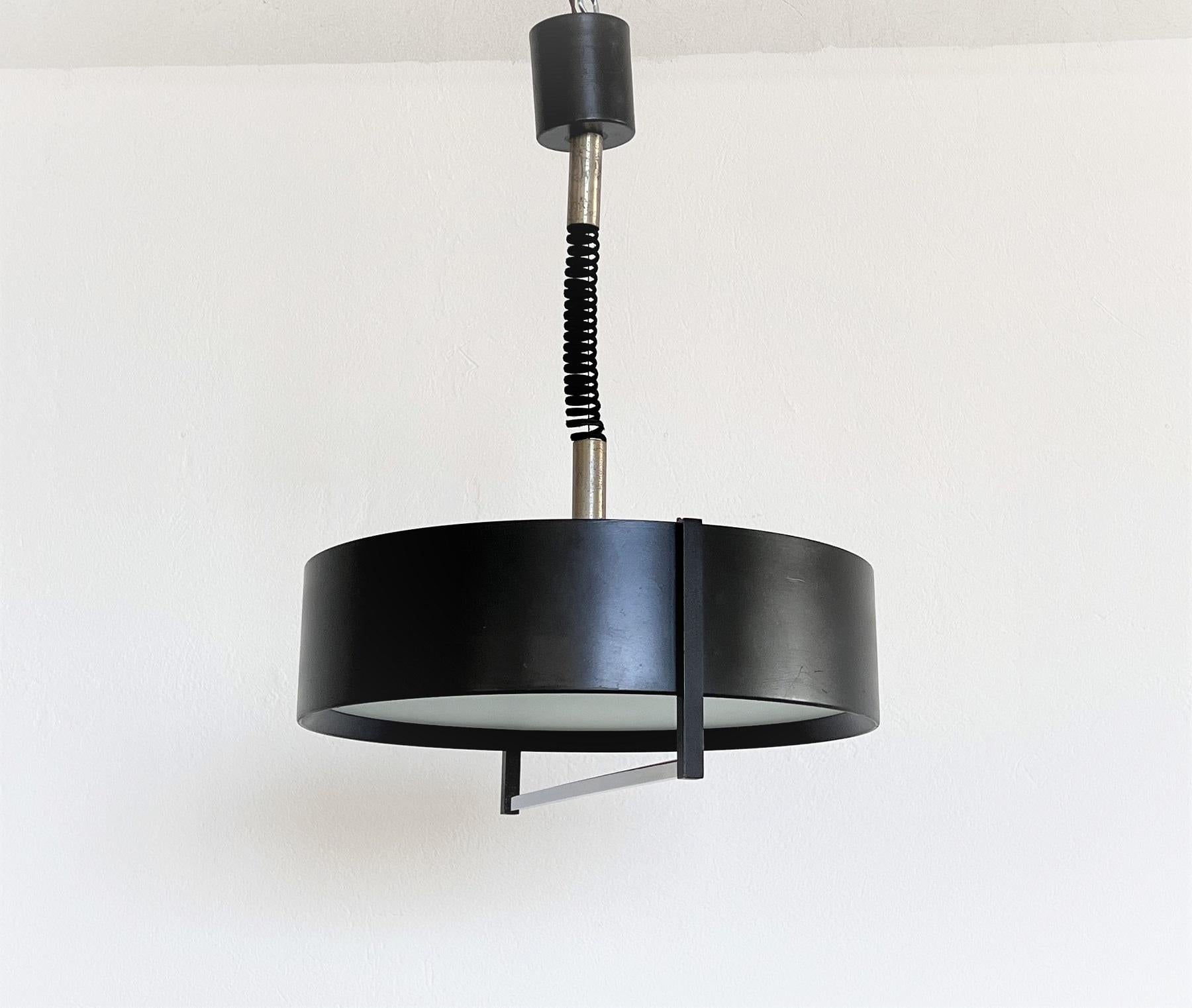 Italian Stilnovo Pendant Lamp in Metal and Glass, 1960s For Sale 6