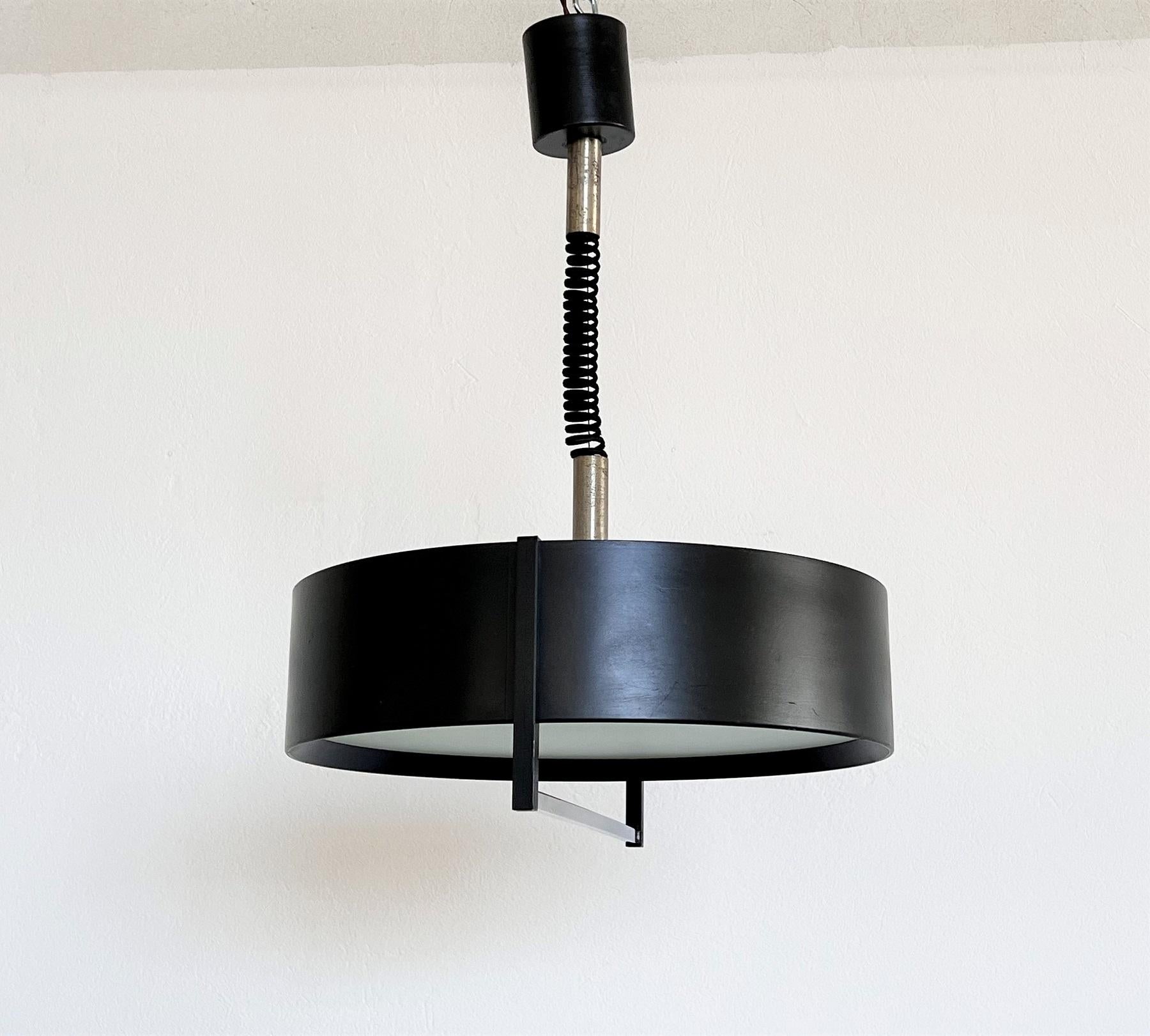 Italian Stilnovo Pendant Lamp in Metal and Glass, 1960s For Sale 7