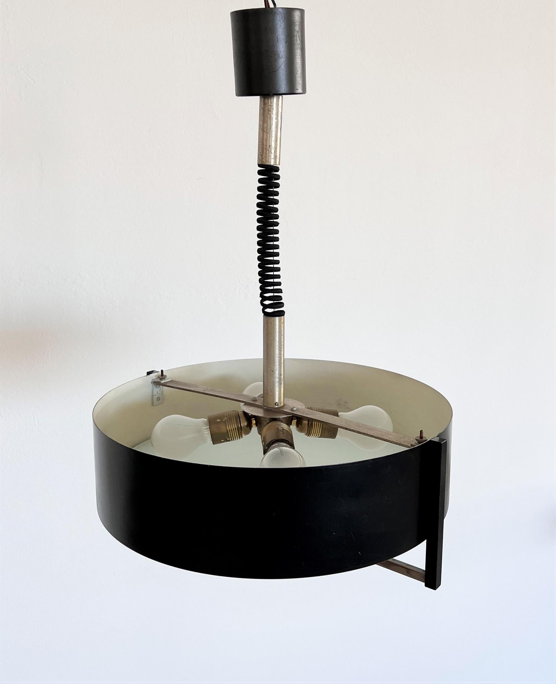 Italian Stilnovo Pendant Lamp in Metal and Glass, 1960s For Sale 8