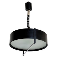 Italian Midcentury Designer Pendant Lamp in Metal and Glass, 1960s