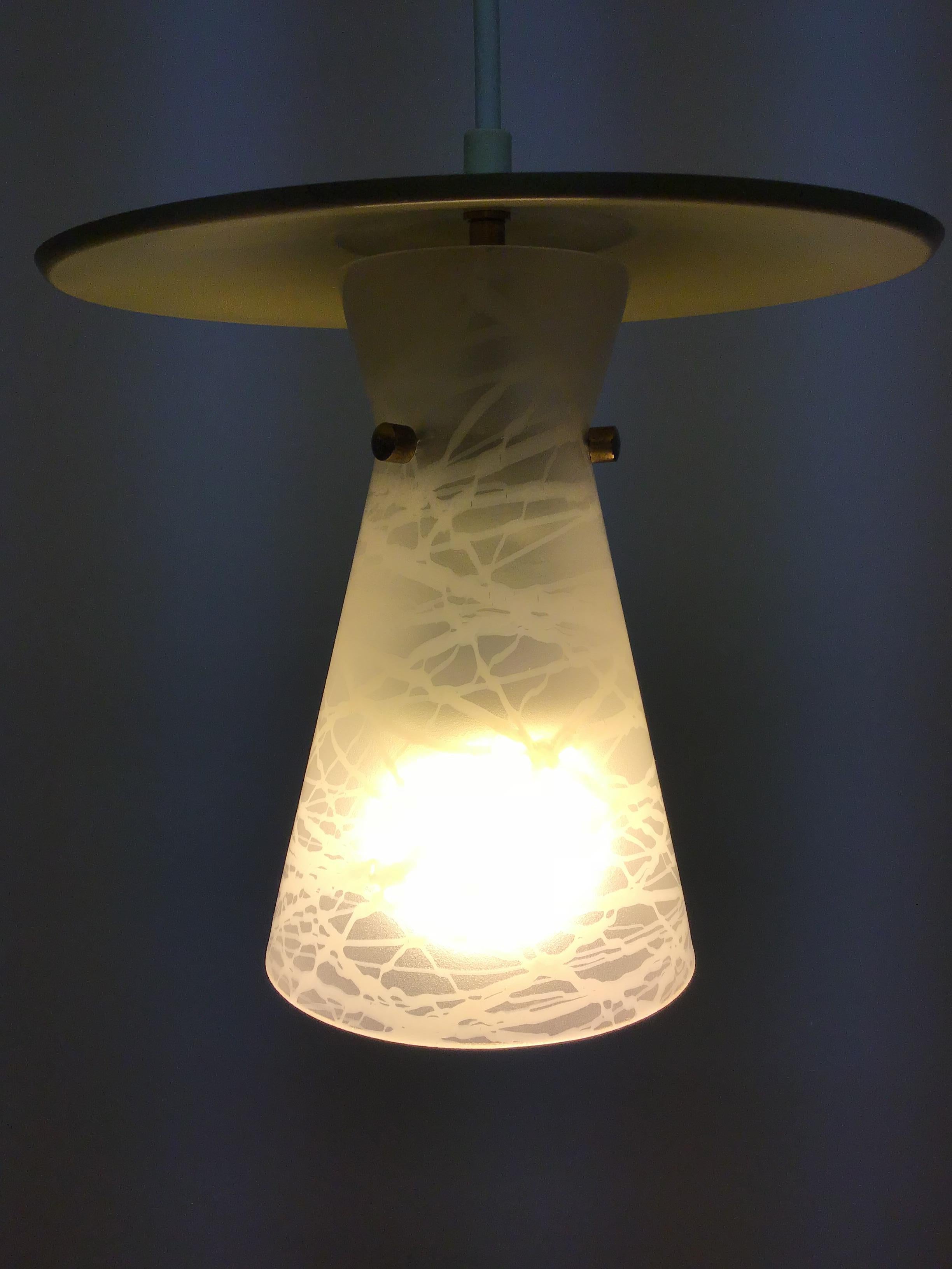 Mid-Century Modern Italian Mid - Century Pendant Lantern Glass, circa 1950s