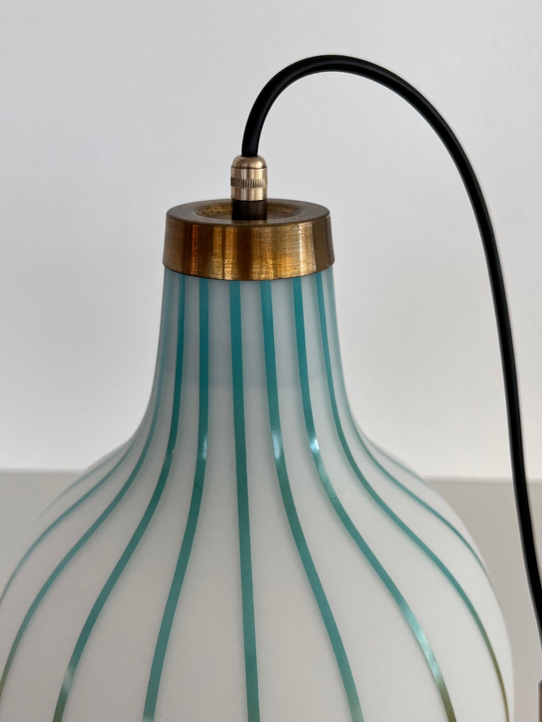 Italian MidCentury Pendant Light with Murano Glass in Massimo Vignelli Style 60s For Sale 4