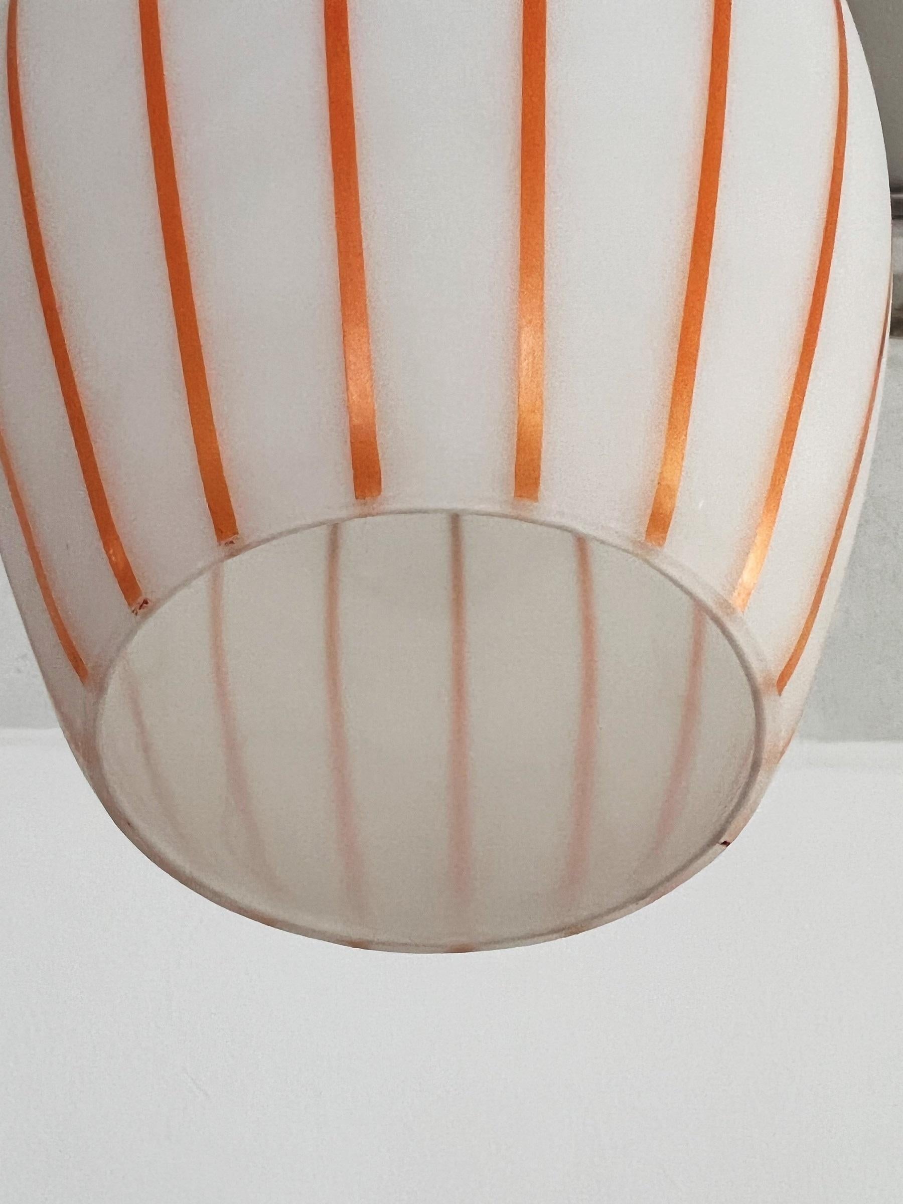 Italian MidCentury Pendant Light with Murano Glass in Massimo Vignelli Style 60s For Sale 1