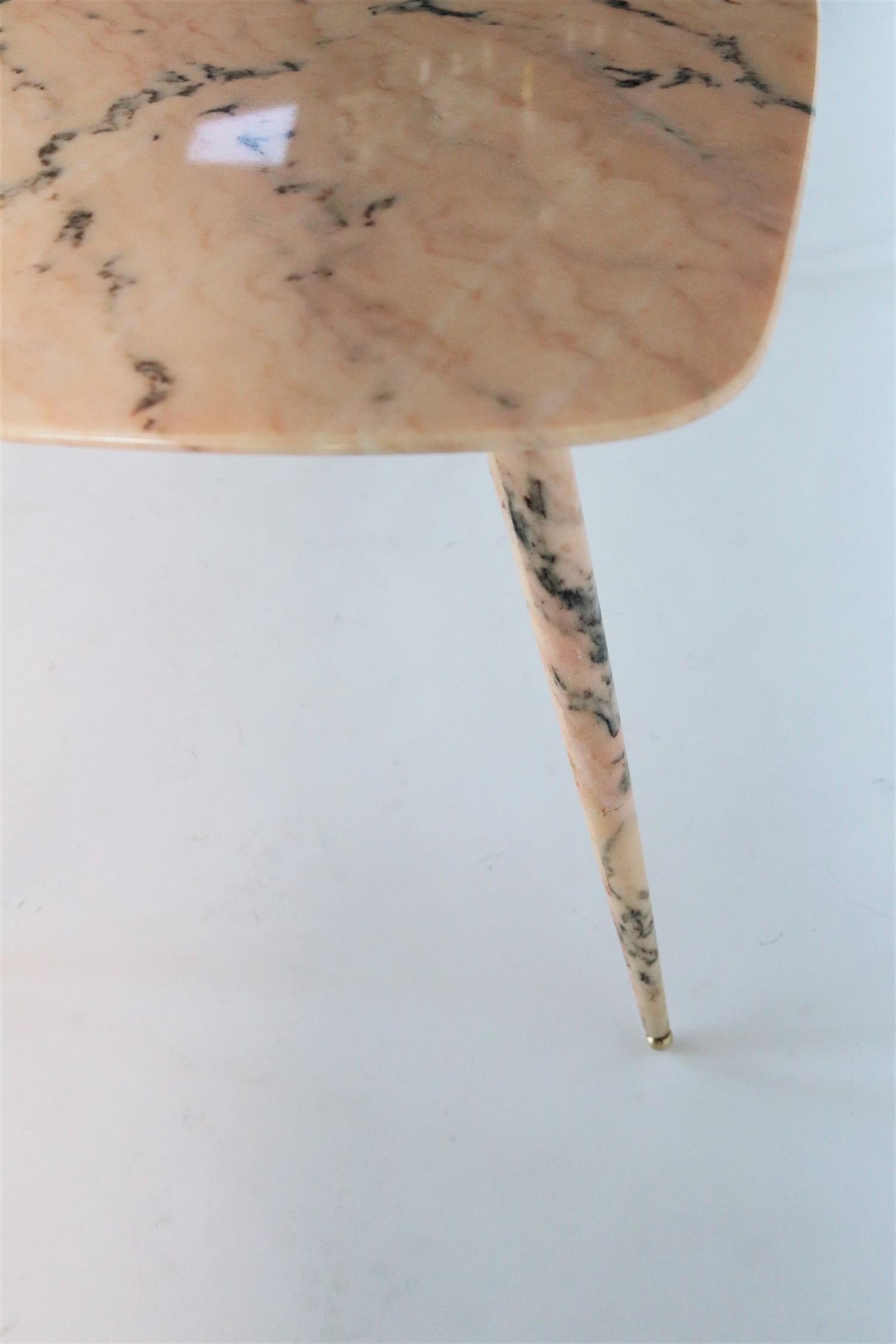 Italian Midcentury Pink Marble Coffee Table with Brass Tips, 1950s 13