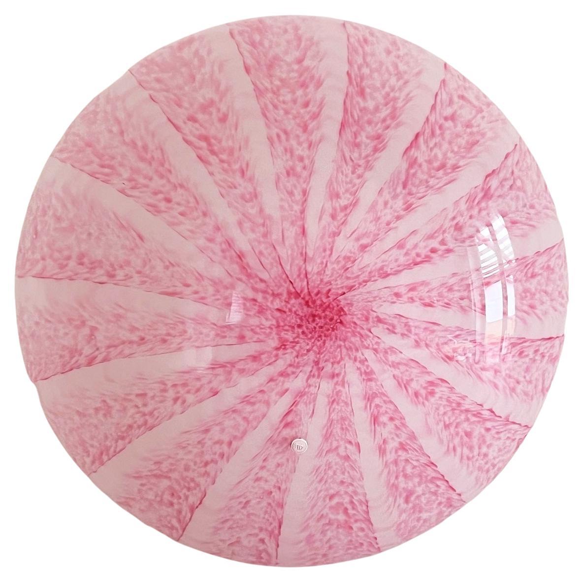 Italian Midcentury Pink Murano Glass Flush Mount Light by La Murrina, 1970