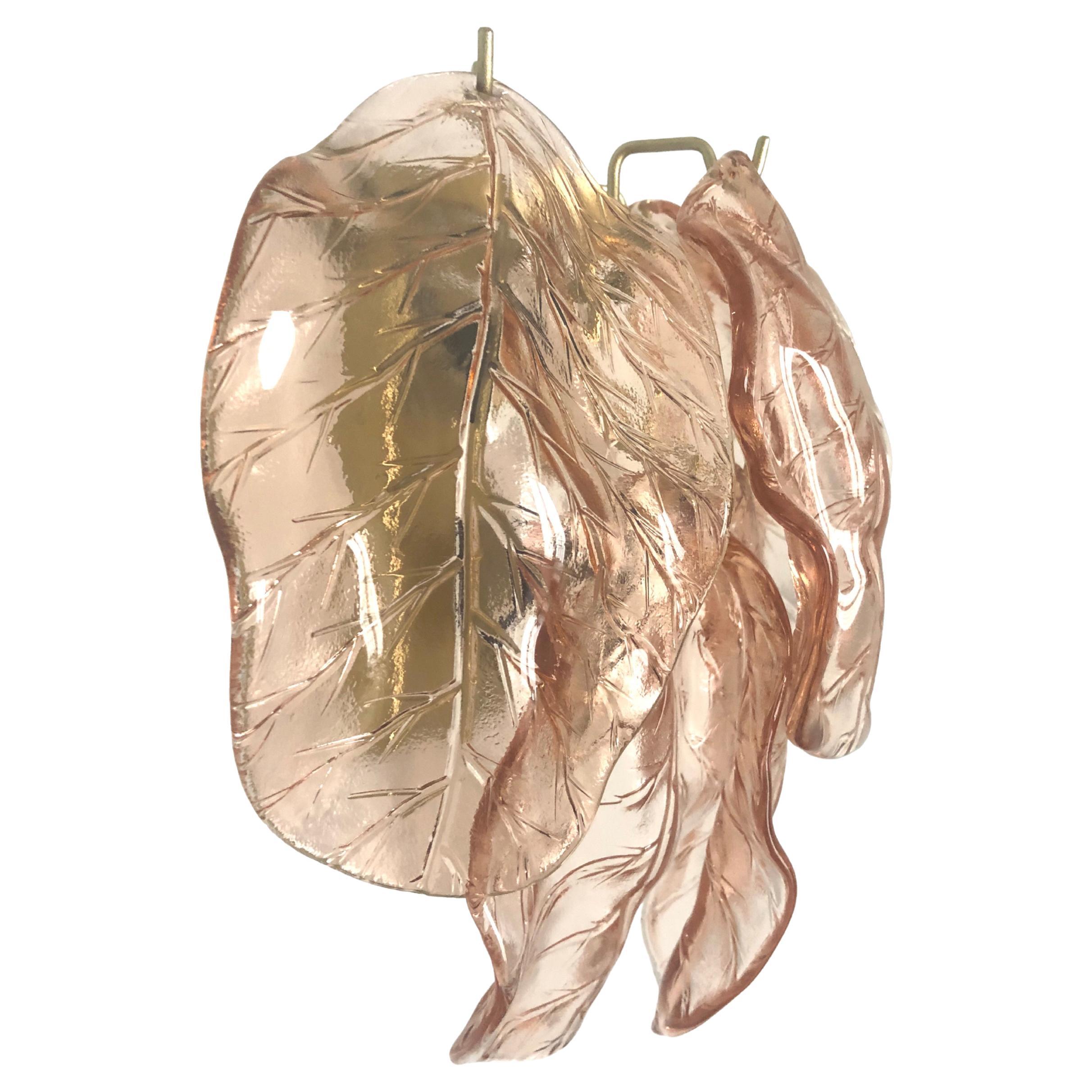Applique murale italienne en verre de Murano rose du milieu du siècle dernier, 1970