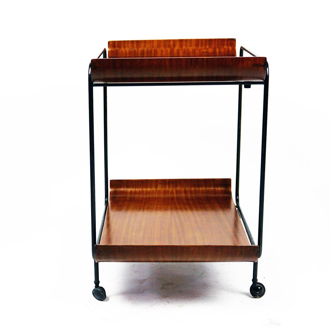 Italian Midcentury Plywood Serving Trolley by Campo and Graffi for Stilcasa For Sale 3