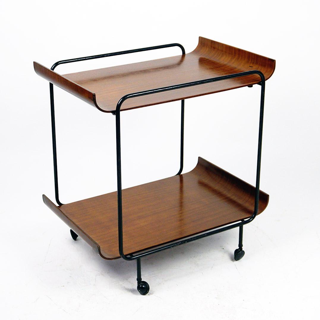 Italian Midcentury Plywood Serving Trolley by Campo and Graffi for Stilcasa For Sale 5