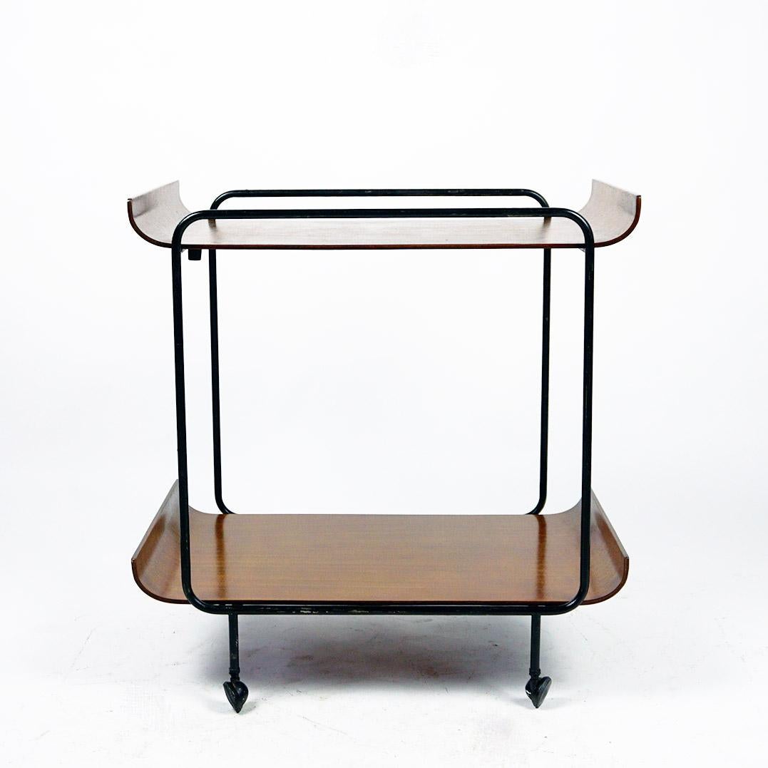 Mid-Century Modern Italian Midcentury Plywood Serving Trolley by Campo and Graffi for Stilcasa For Sale