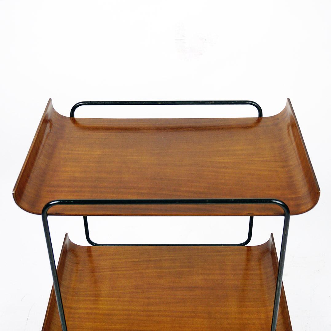 Italian Midcentury Plywood Serving Trolley by Campo and Graffi for Stilcasa In Good Condition For Sale In Vienna, AT