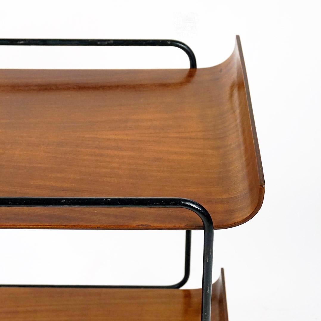 Metal Italian Midcentury Plywood Serving Trolley by Campo and Graffi for Stilcasa