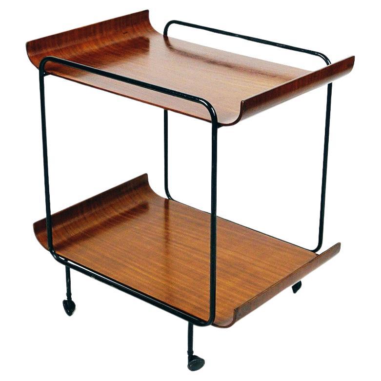 Italian Midcentury Plywood Serving Trolley by Campo and Graffi for Stilcasa For Sale