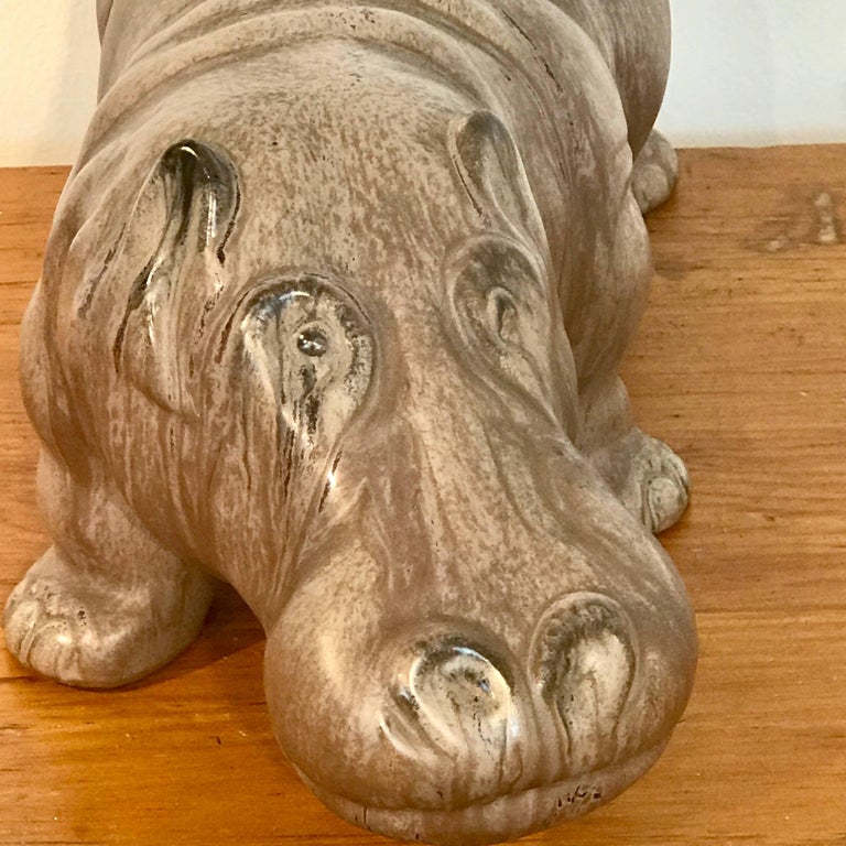 Italian Midcentury Pottery Hippo at 1stDibs | hippo pottery