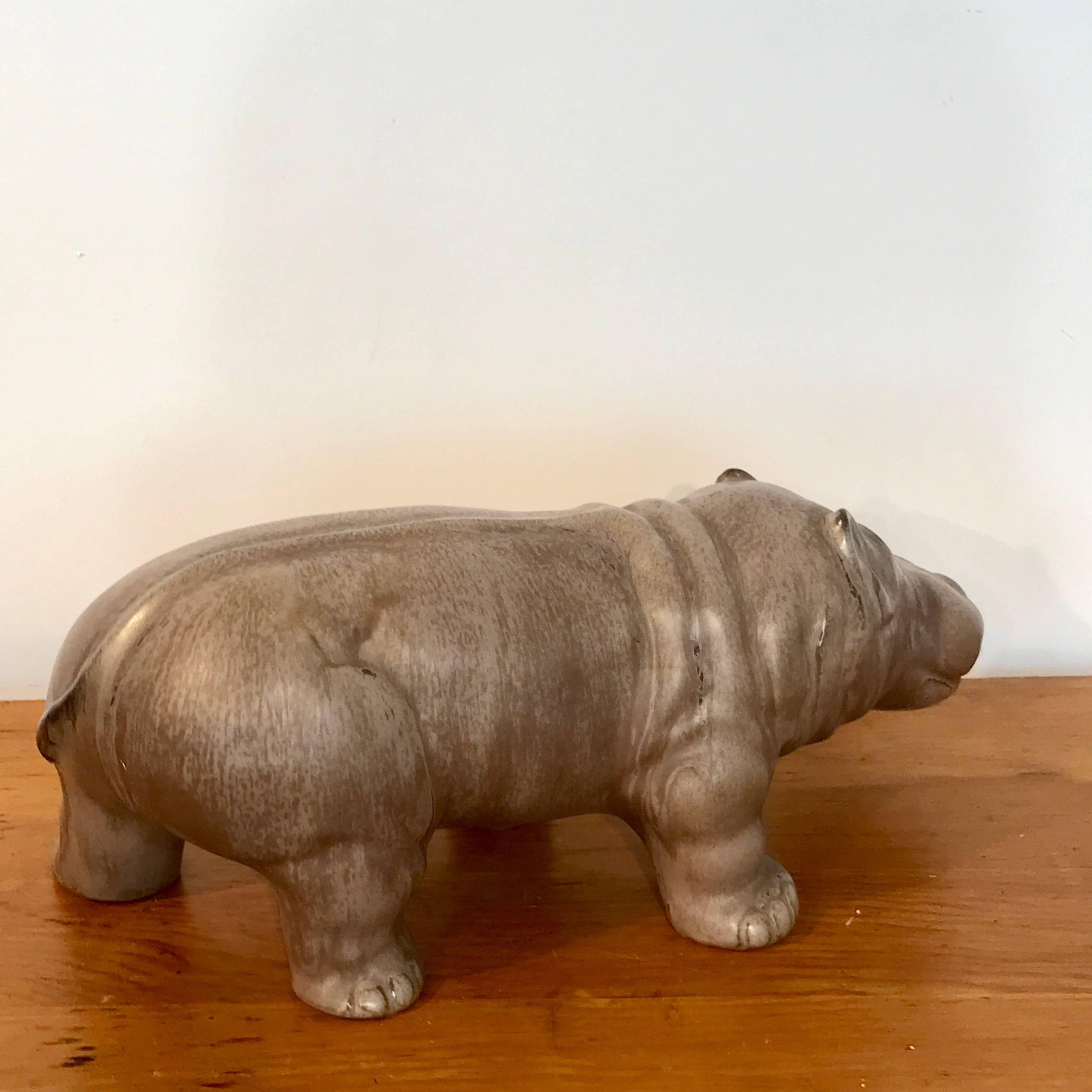 Glazed Italian Midcentury Pottery Hippo