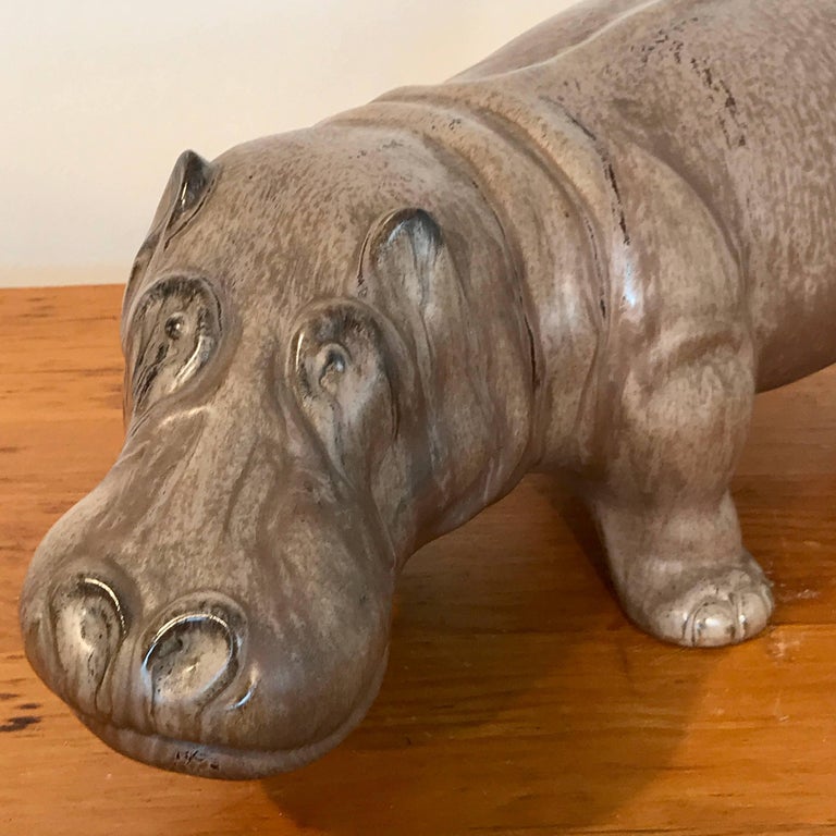 Italian Midcentury Pottery Hippo at 1stDibs | hippo pottery