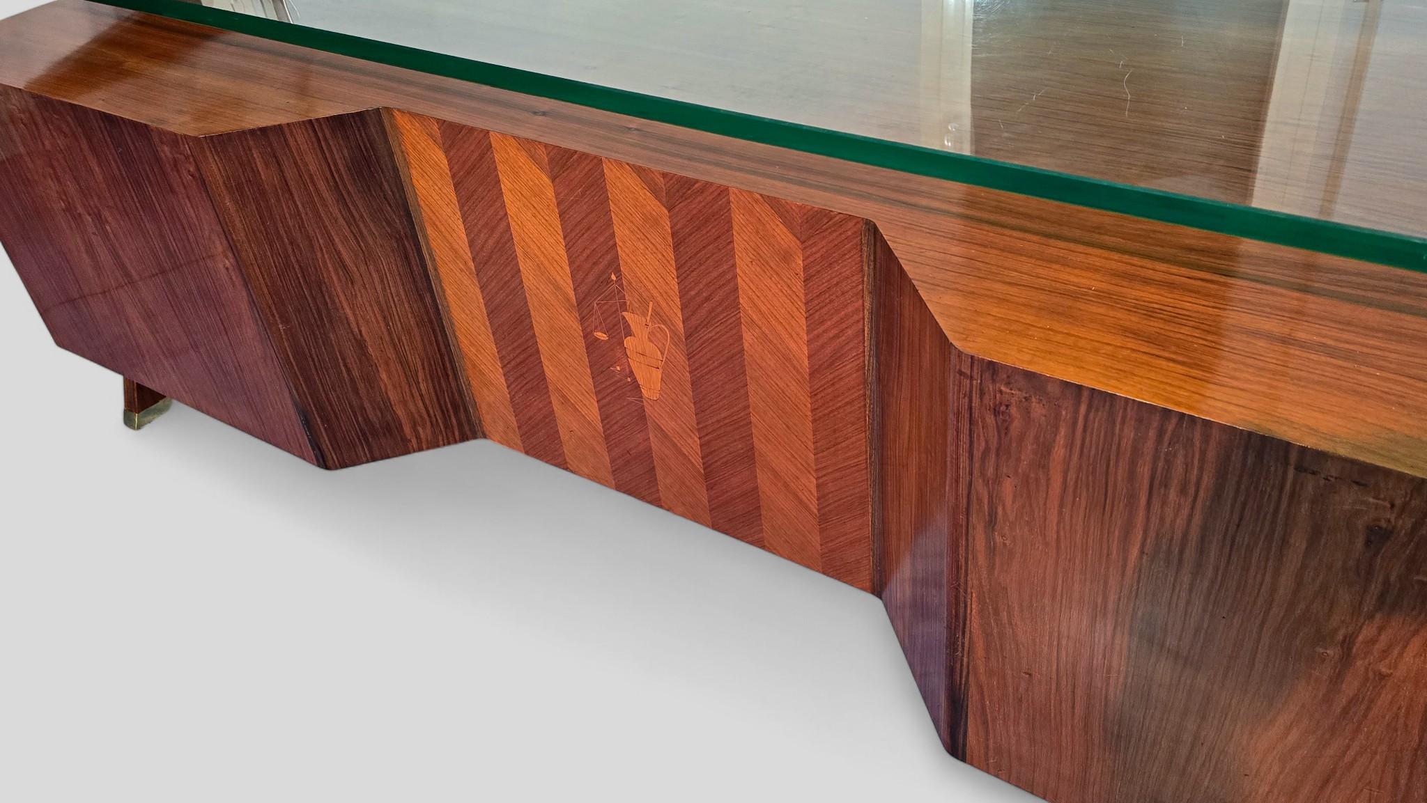 Italian Midcentury Presidential Executive Table Desk designed by Vittorio Dassi in vendita 5