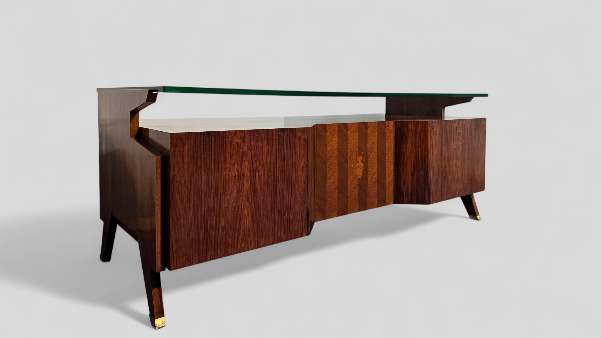 Italian Midcentury Presidential Executive Table Desk designed by Vittorio Dassi in vendita 8