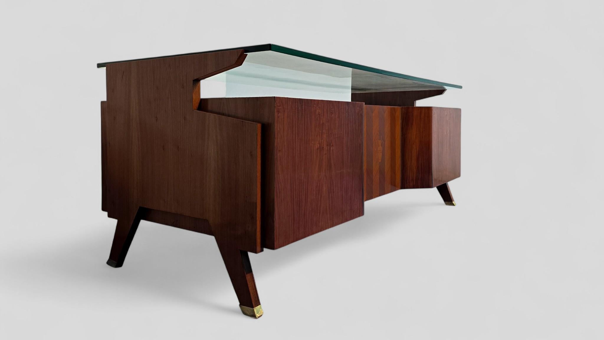 Italian Midcentury Presidential Executive Table Desk designed by Vittorio Dassi in vendita 9