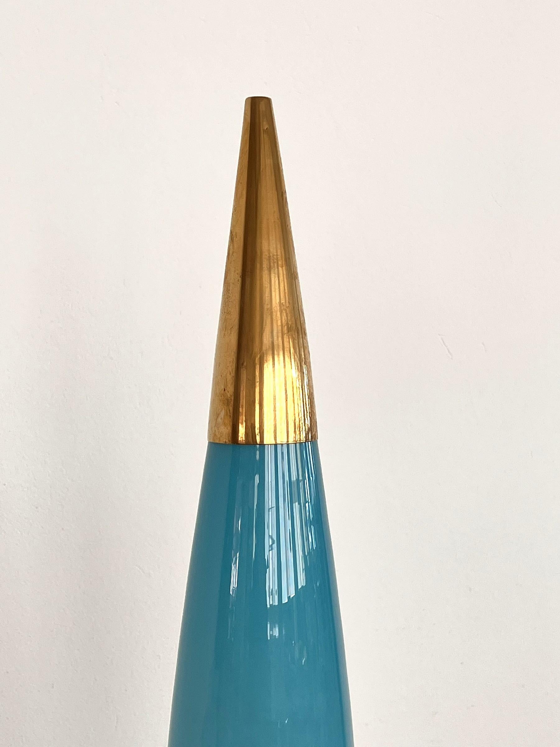 Late 20th Century Italian Midcentury Rare Rocket Lamp with Vistosi Glass and Brass, 1970s