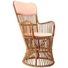 Italian Midcentury Rattan Armchair by Dal Vera, 1950s