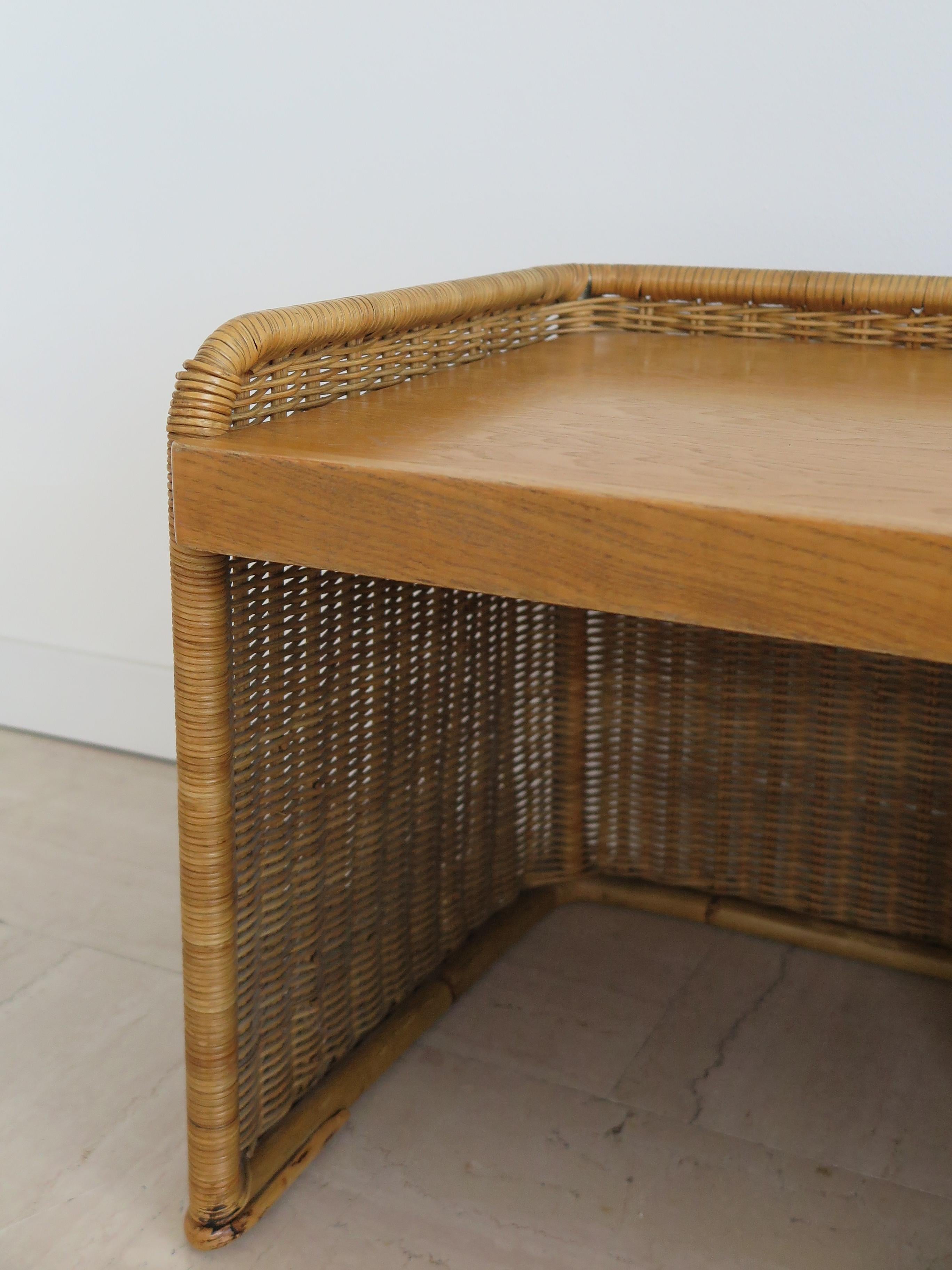 Italian Midcentury Rattan Bamboo Bedside Tables Night Stands, 1950s For Sale 1