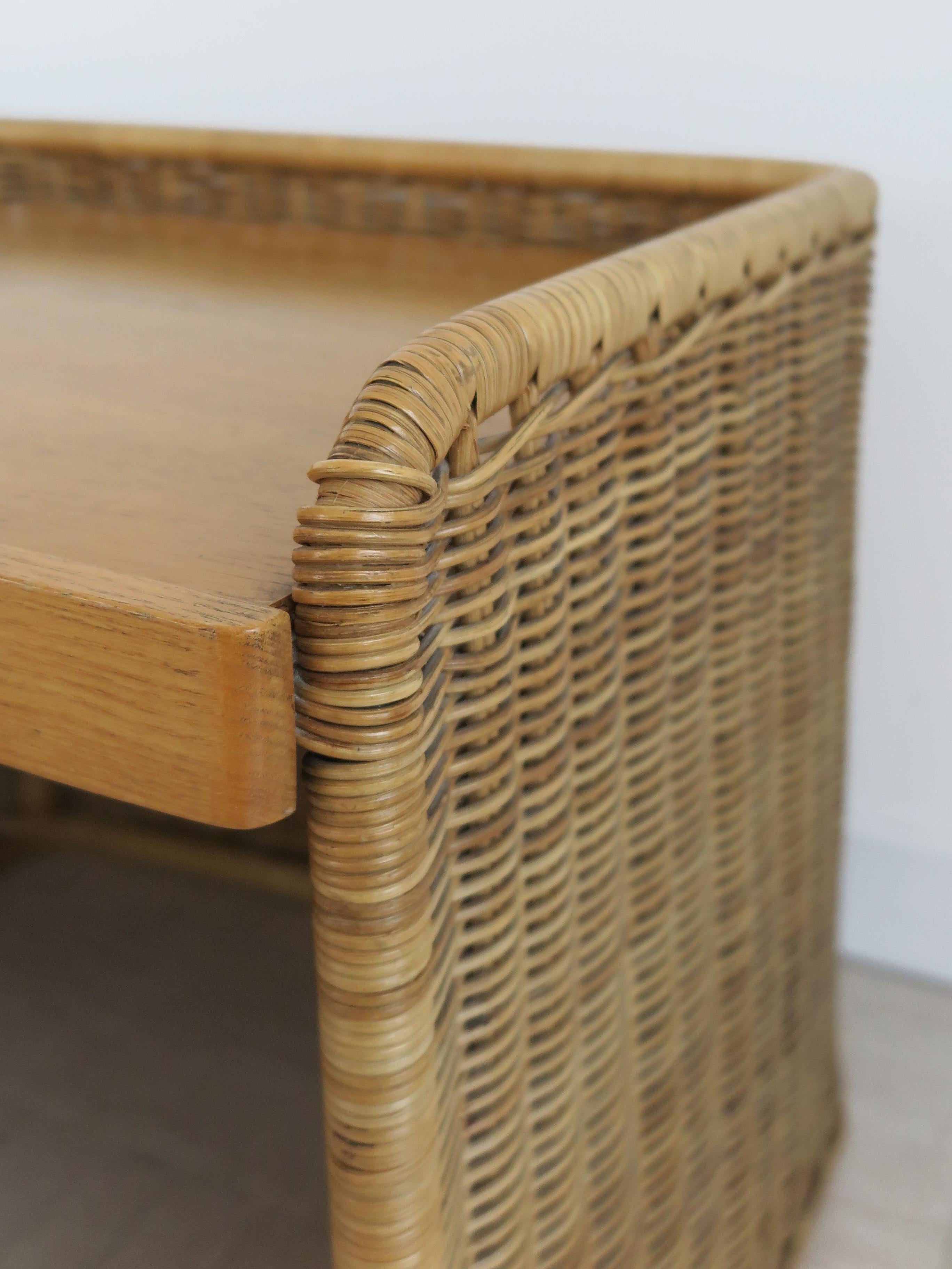 Italian Midcentury Rattan Bamboo Bedside Tables Night Stands, 1950s For Sale 3