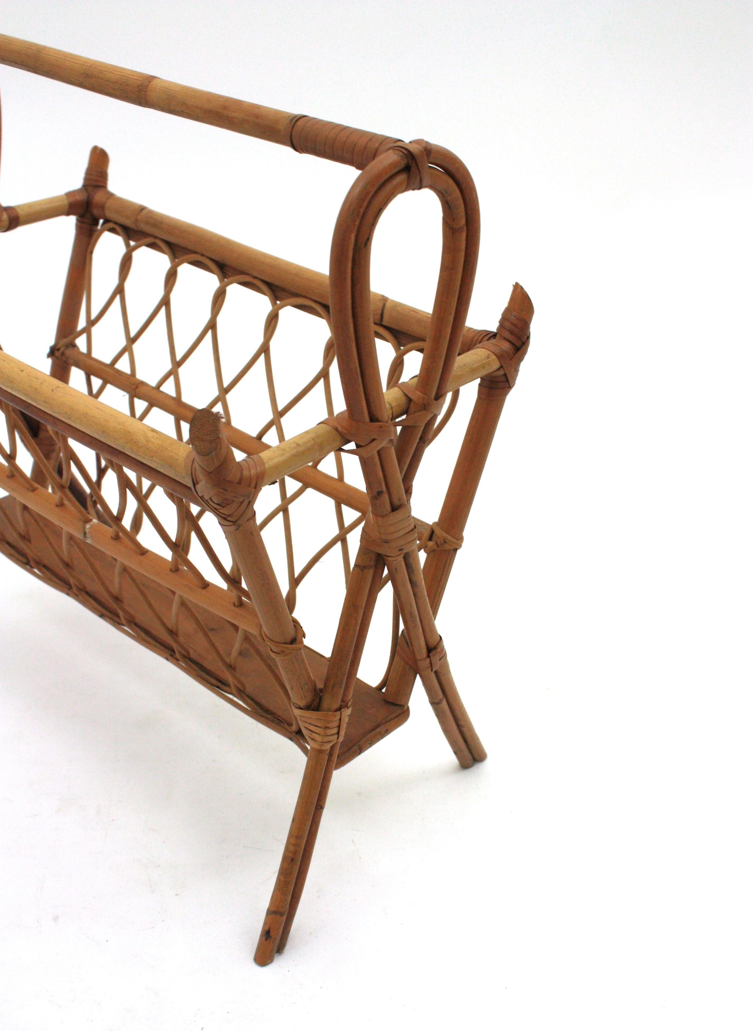 XX secolo Portariviste in rattan e bambù del Medioevo, stile Franco Albini in vendita