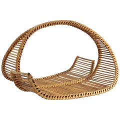 Italian Midcentury Rattan Basket by Ico Parisi for Bonacina, 1950s Italian Midcentury Rattan Basket by Ico Parisi for Bonacina, 1950s