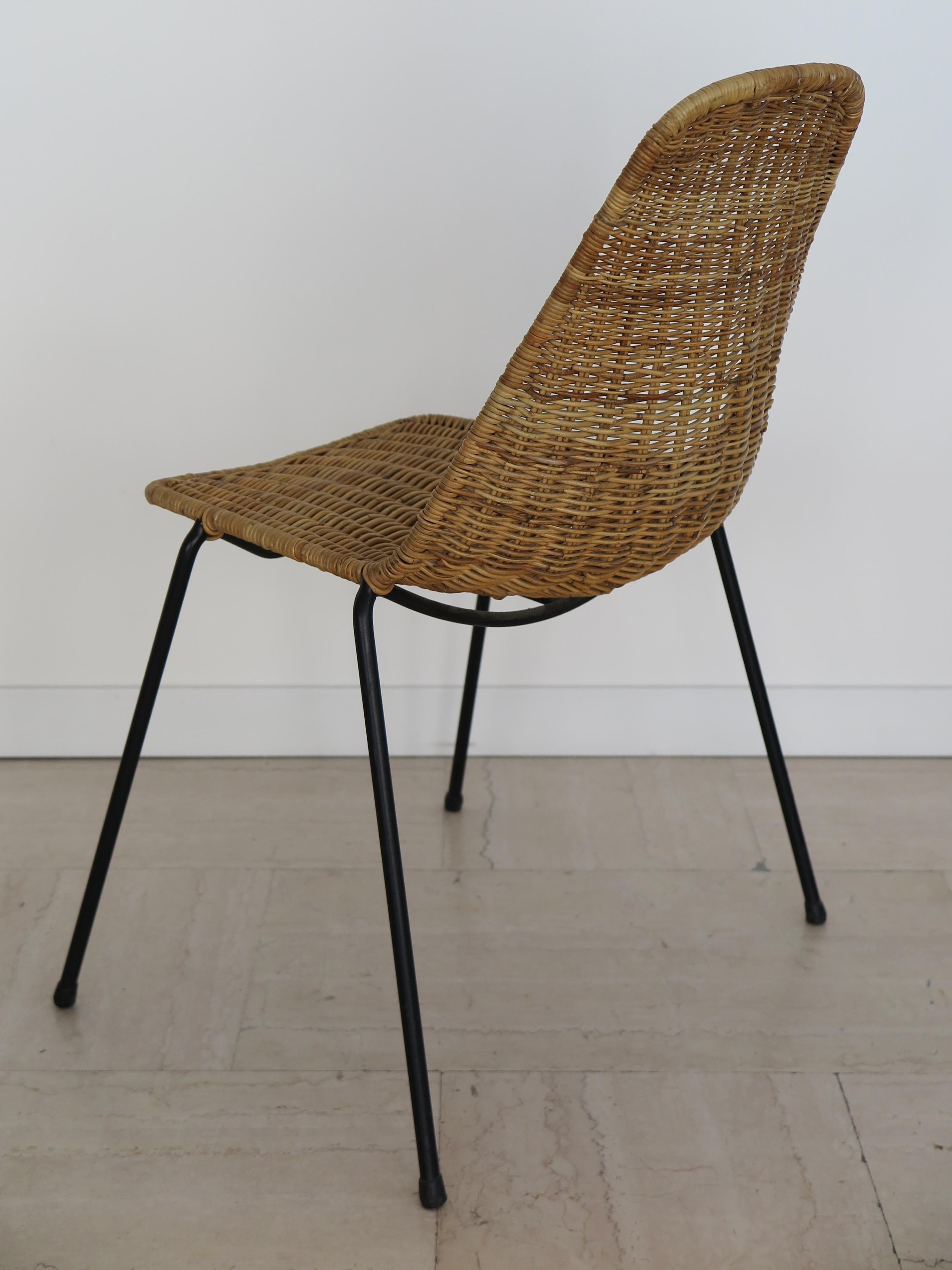 Italian Midcentury Rattan Dining Chairs Design Campo & Graffi for Home, 1950s For Sale 2