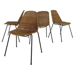 Italienische Rattan-Esszimmerstühle aus der Mitte des Jahrhunderts Design Campo & Graffi für Home, 1950er Jahre