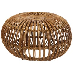 Italian Midcentury Rattan Stool/Ottoman by Franco Albini