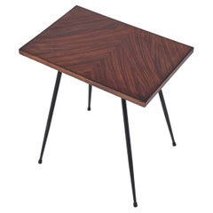 Italian Midcentury Rectangular Side Table in Teak Wood and Enameled Metal, 1950s