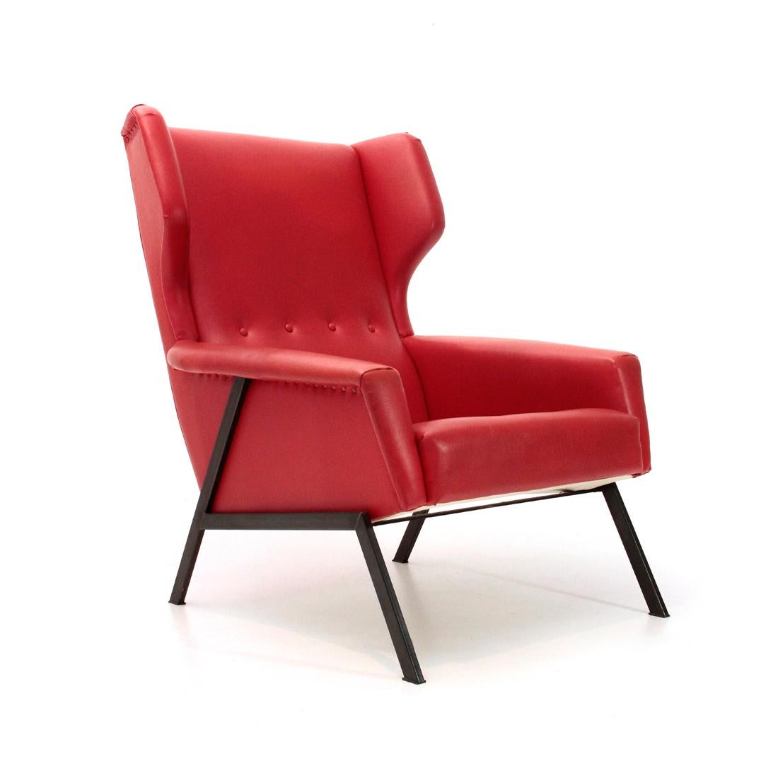 Italian Midcentury Red Armchair, 1950s (Italienisch)
