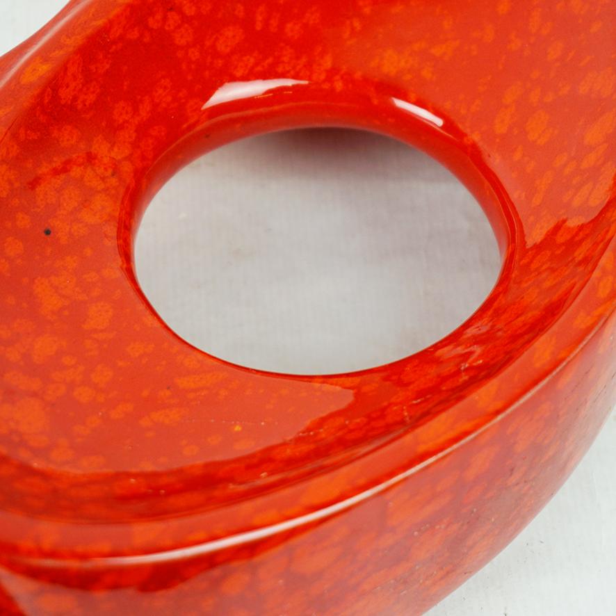 Italian Midcentury Red Ceramic Vase by Roberto Rigon for Bertoncello For Sale 5