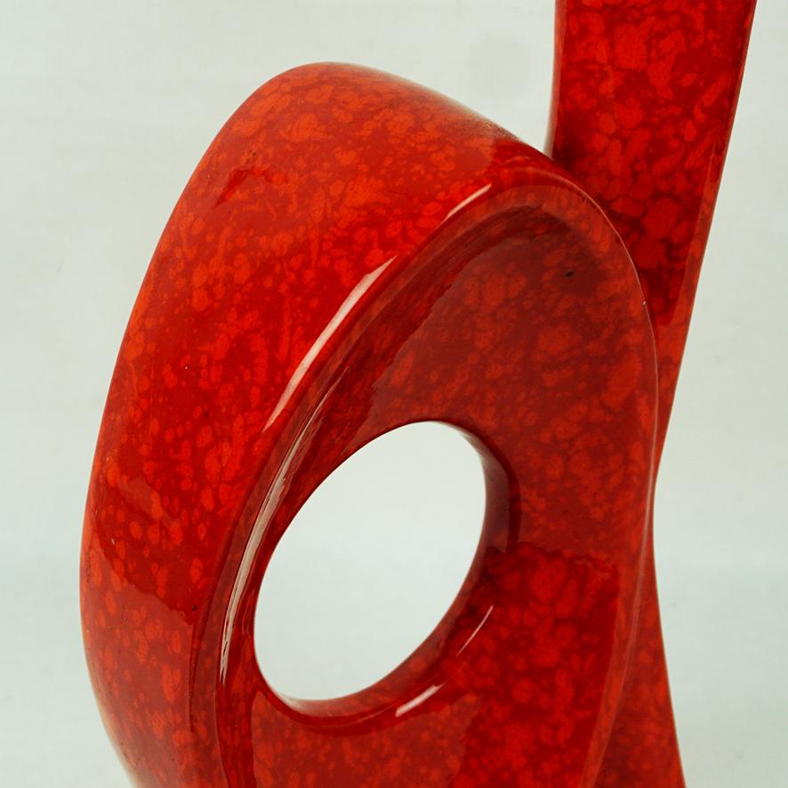 Mid-20th Century Italian Midcentury Red Ceramic Vase by Roberto Rigon for Bertoncello For Sale