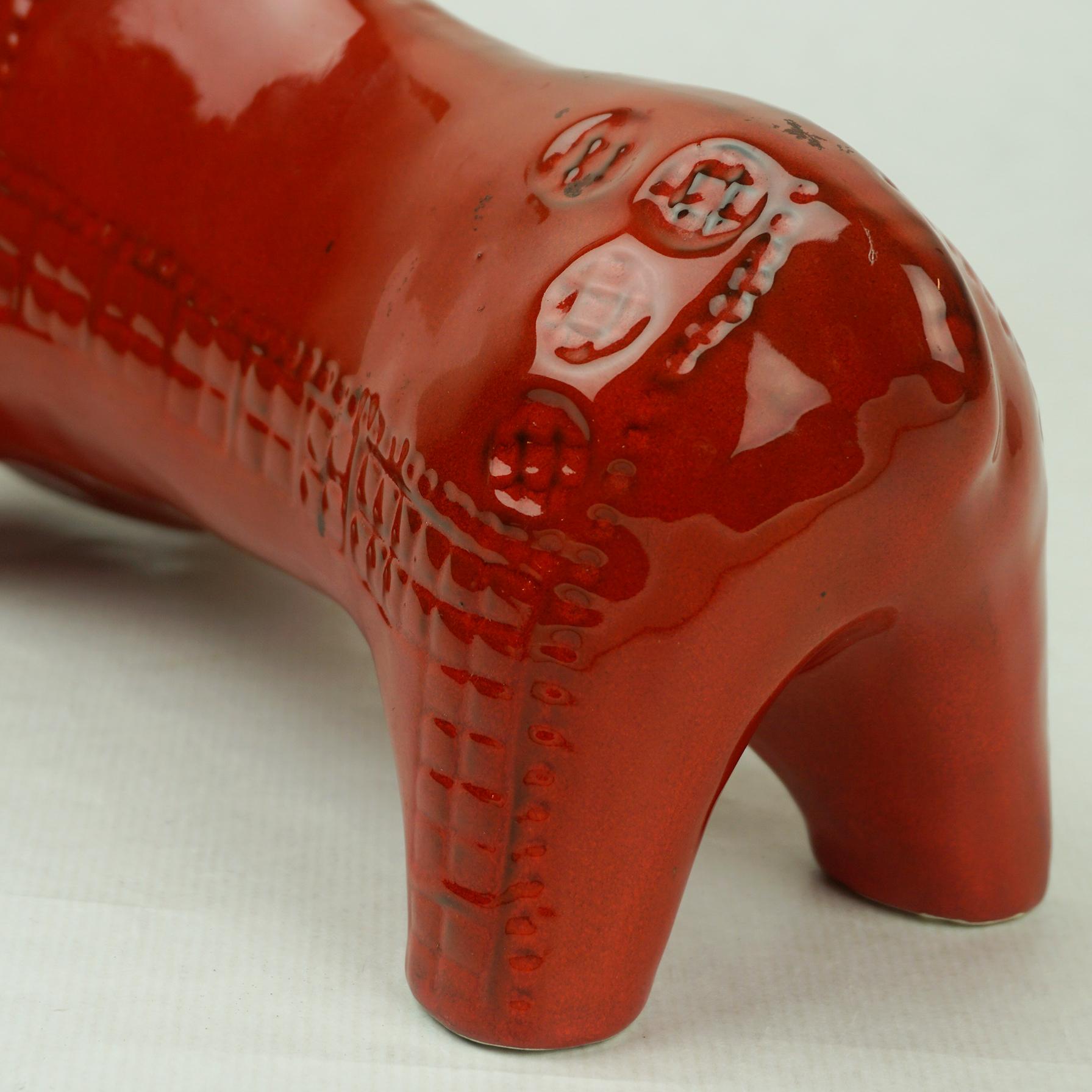 Italian Midcentury Red Glazed Ceramic Bull Designed by Aldo Londi for Bitossi 1