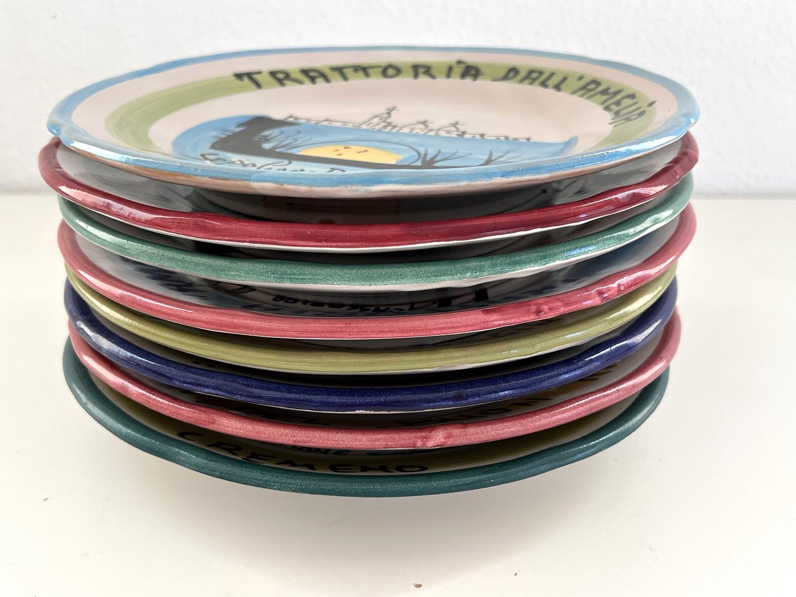 Italian Midcentury Restaurant Ceramic Dinner Plates, Set of 8  For Sale 6