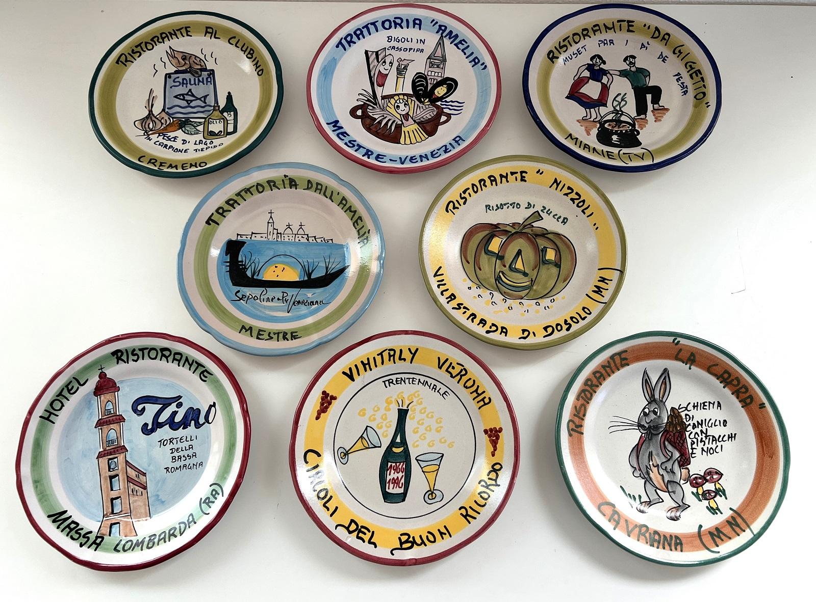 Mid-Century Modern Italian Midcentury Restaurant Ceramic Dinner Plates, Set of 8  For Sale