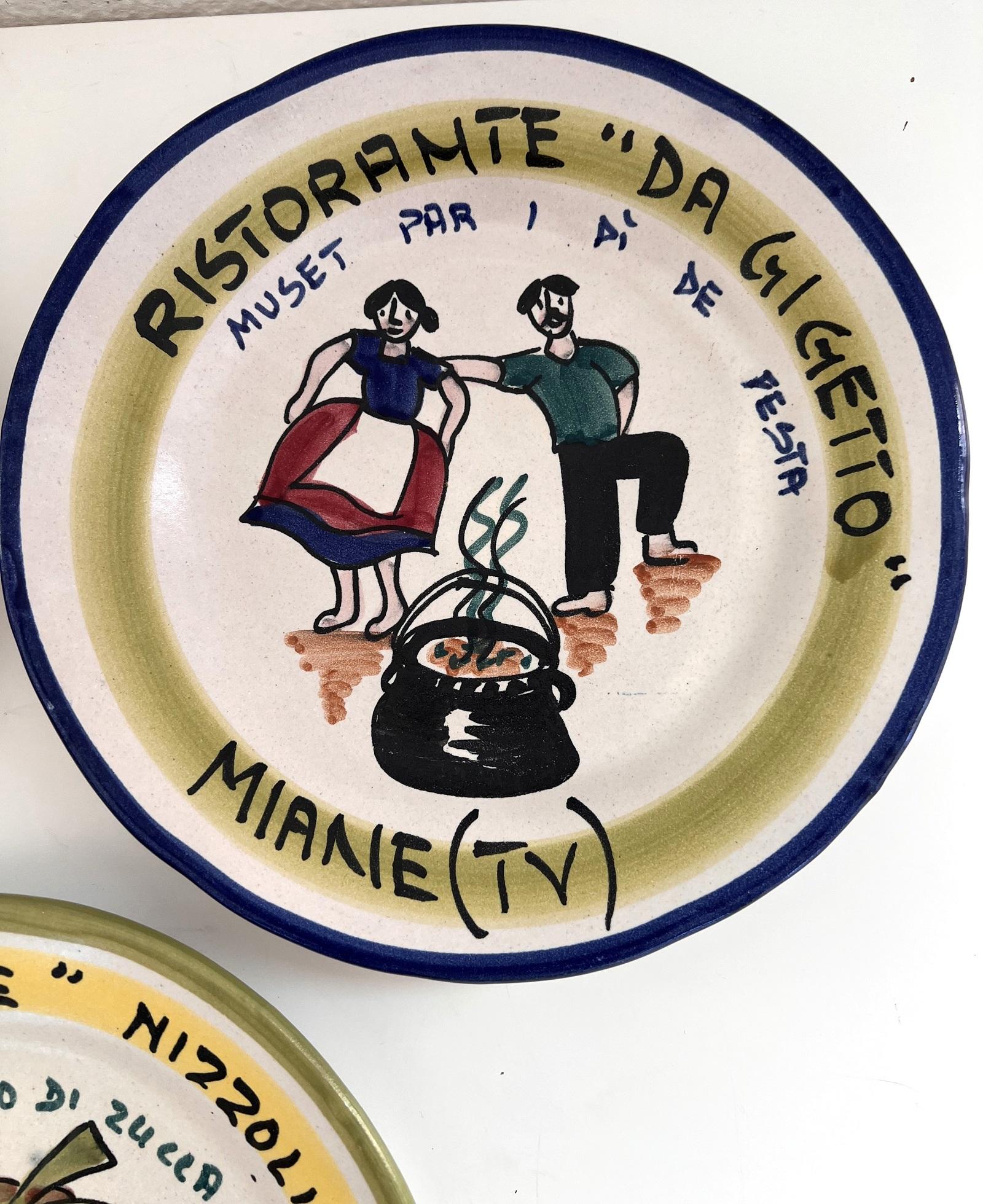 Italian Midcentury Restaurant Ceramic Dinner Plates, Set of 8 1