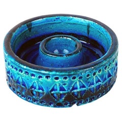 Italian Midcentury Rimini Blu Ceramic Candleholder by Aldo Londi for Bitossi