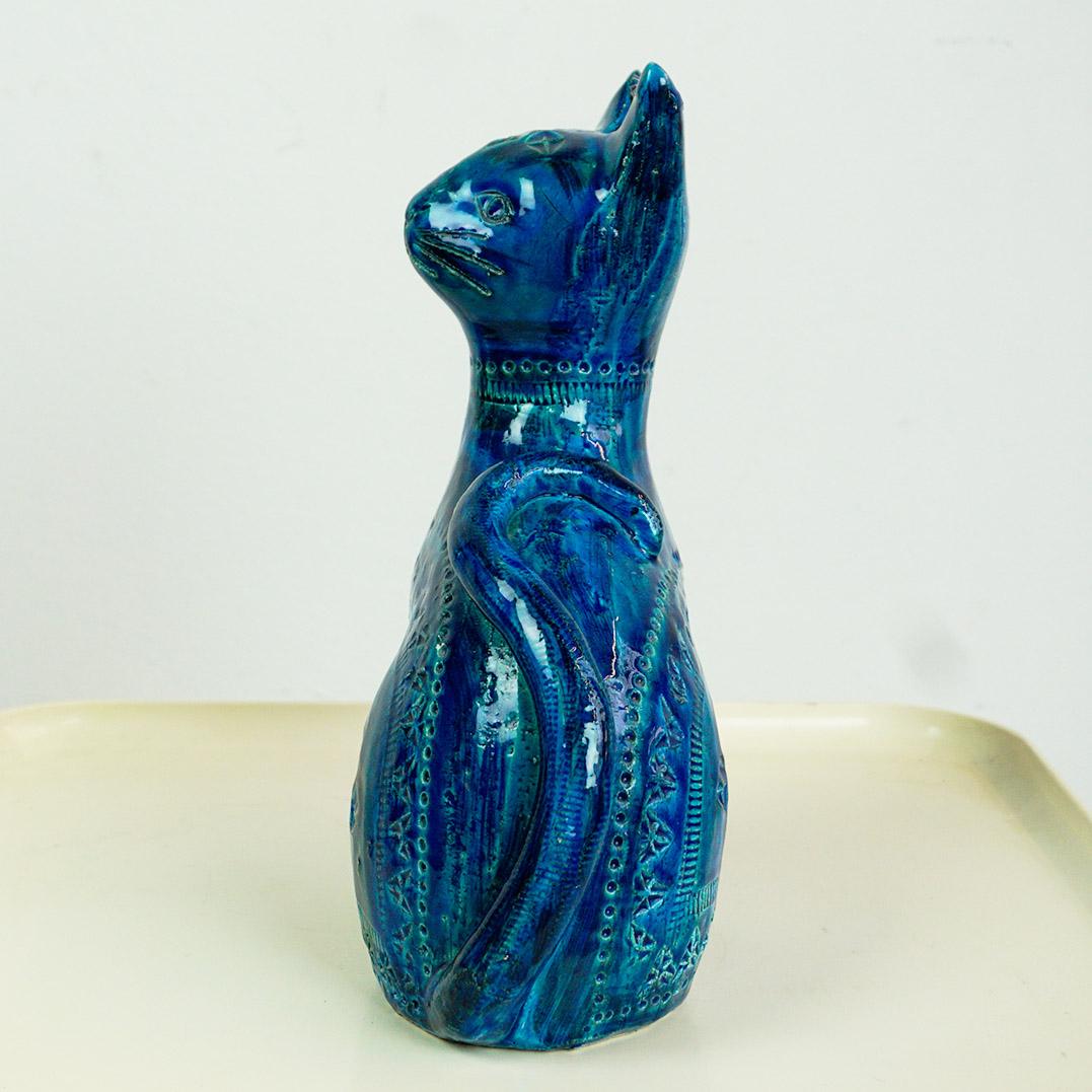 Gato de cerámica italiano de mediados de siglo Rimini Blu de Aldo Londi para Bitossi en venta 2