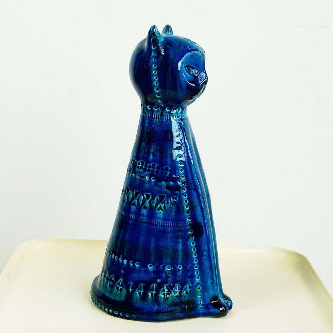 Gato de cerámica italiano de mediados de siglo Rimini Blu de Aldo Londi para Bitossi en venta 3