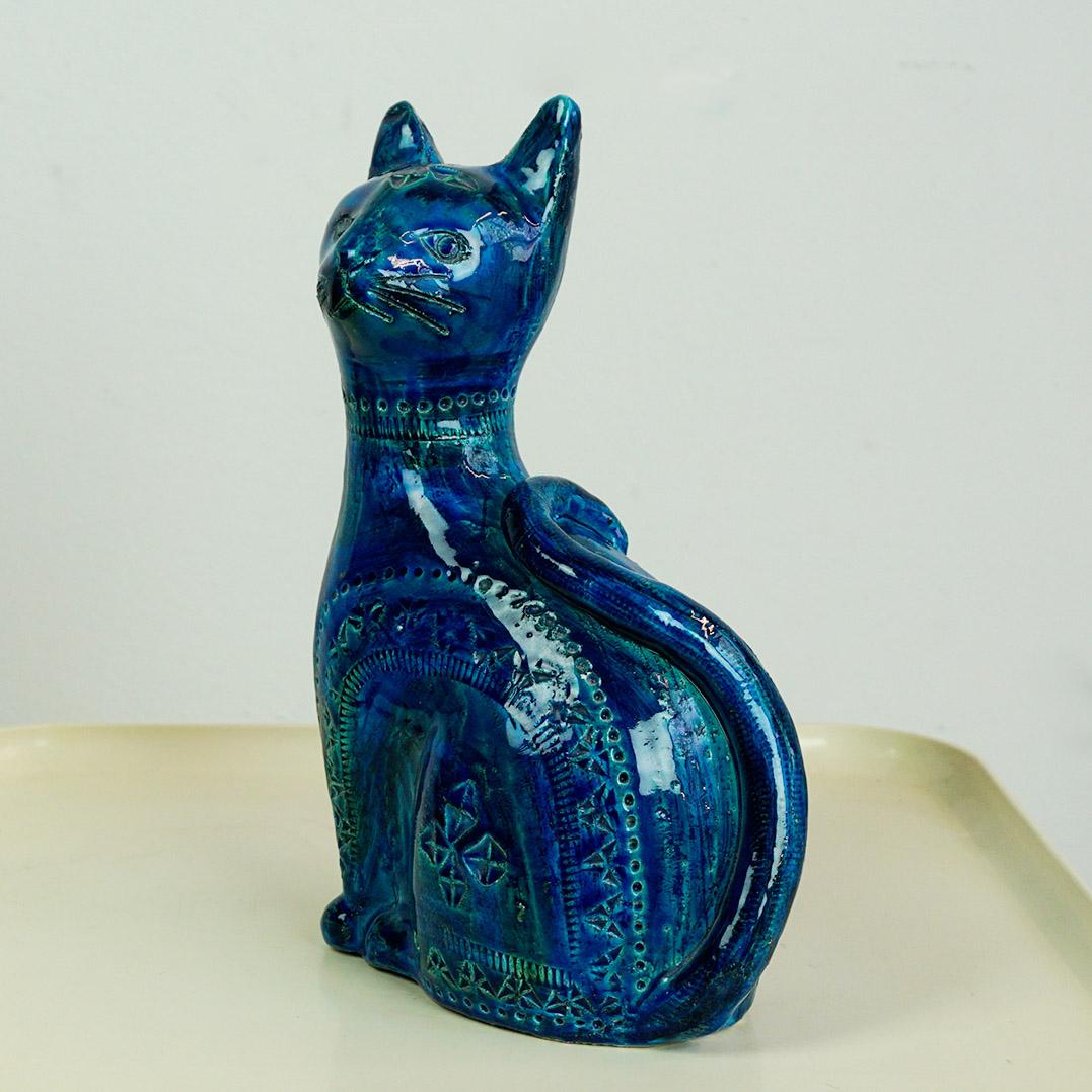 Gato de cerámica italiano de mediados de siglo Rimini Blu de Aldo Londi para Bitossi en venta 3