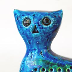 Italian Midcentury Rimini Blu Ceramic Cat by Aldo Londi for Bitossi