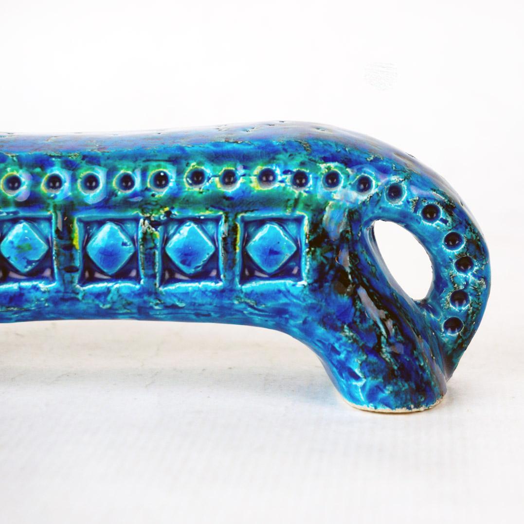 Mid-Century Modern Italian Midcentury Rimini Blu Ceramic Cat by Aldo Londi for Bitossi