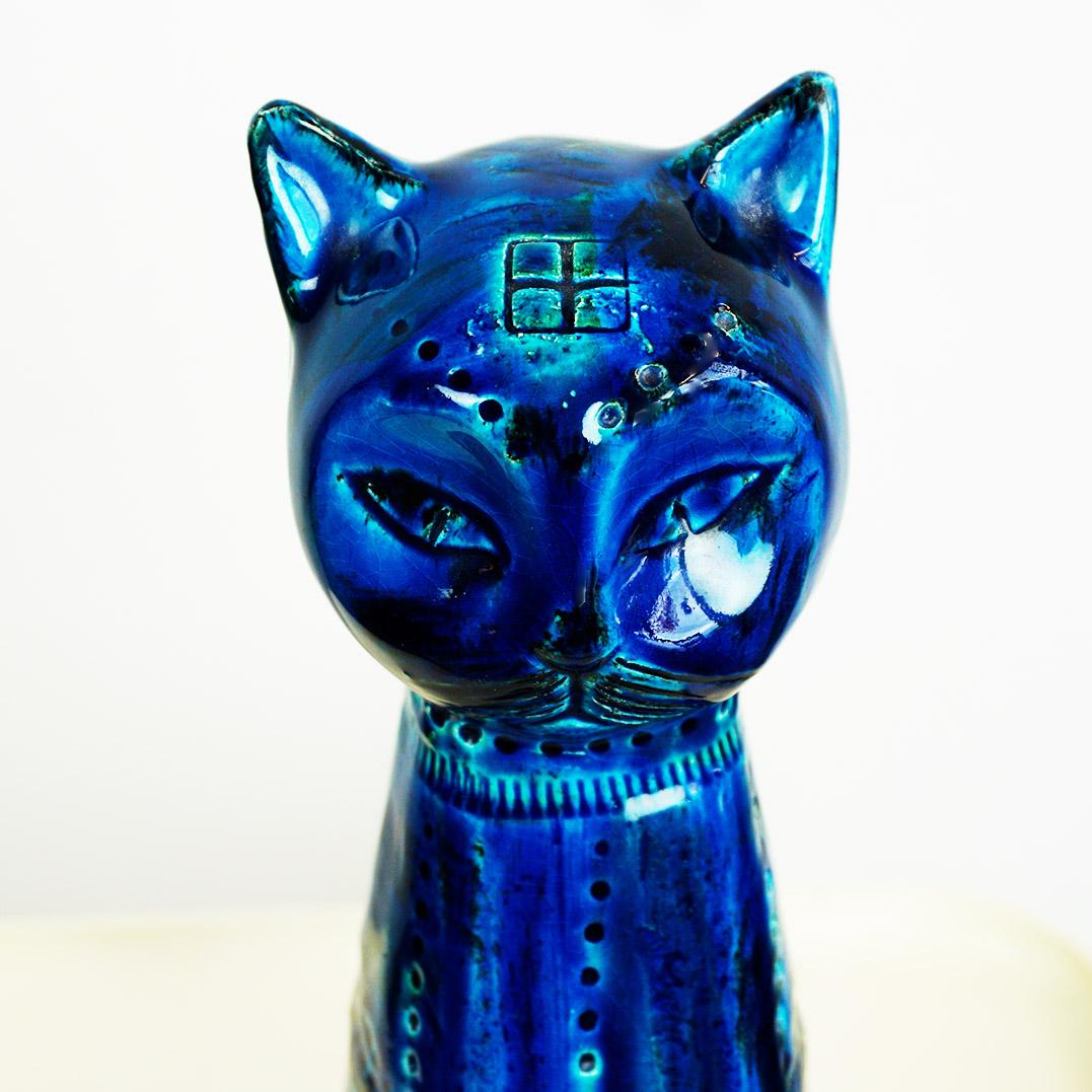 Gato de cerámica italiano de mediados de siglo Rimini Blu de Aldo Londi para Bitossi Italiano en venta