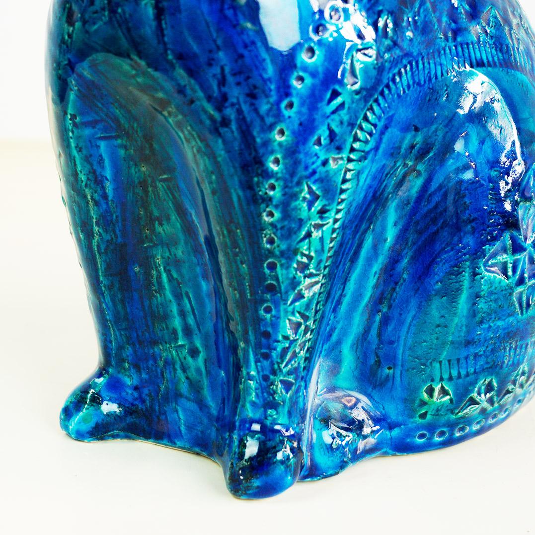 Gato de cerámica italiano de mediados de siglo Rimini Blu de Aldo Londi para Bitossi Glaseado en venta